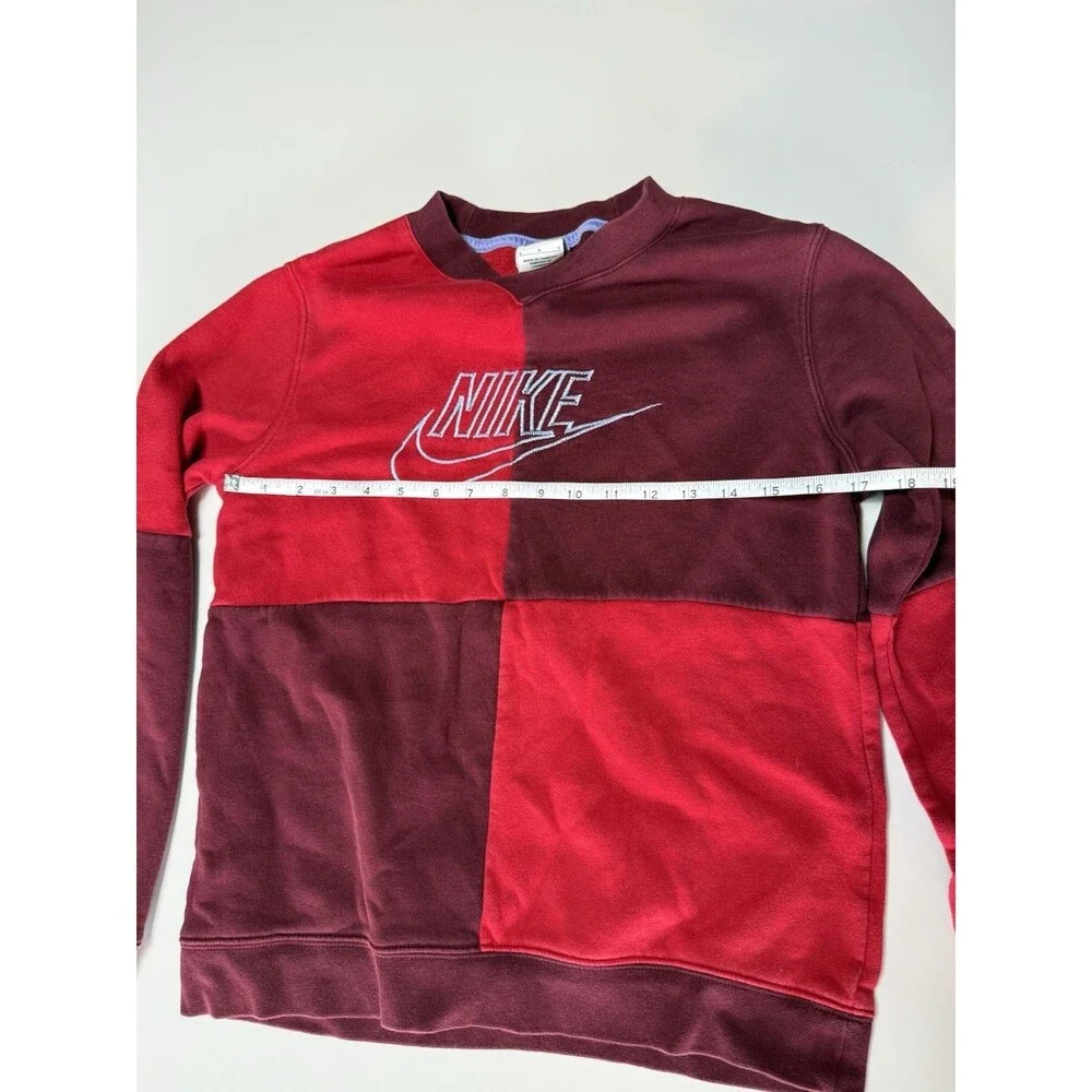 Nike Color Block Crewneck Sweatshirt Blue Ribbon Sports Red Burgundy Size L